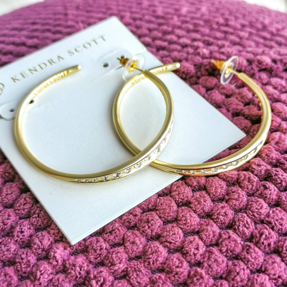 Kendra Scott Vintage Gold Selena Hoop Earrings NEW